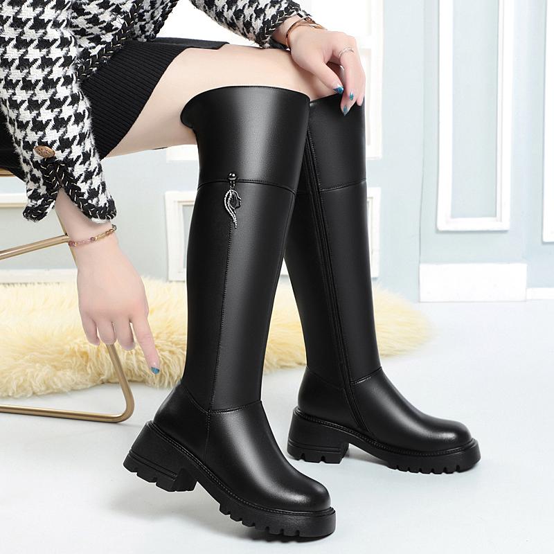 Fashion AIYUQI Women's Over The Knee Boots 2025 New Genuine Leather Winter Boots Women Wool Heel Platform Women's Boots