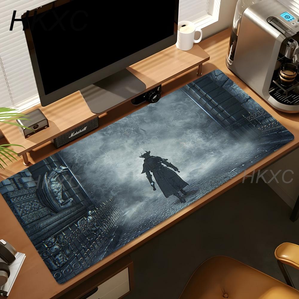 Esports Bloodborne Mouse Pad Battle Warrior Mousepad XL Desk Mat Non Slip Rubber Base Soft Fabric Game Room Desk Mouse Pad