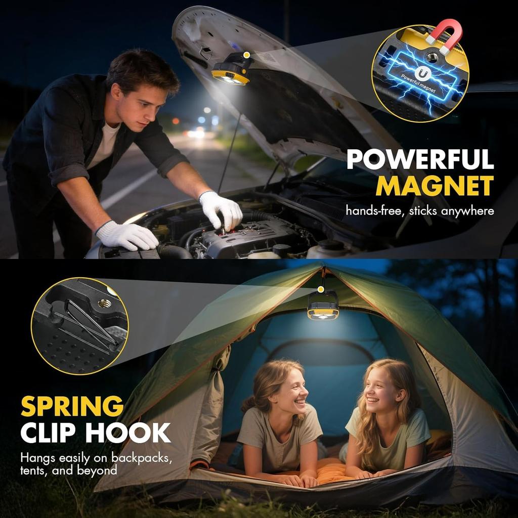 6000mAh Magnetic Work Light Rechargeable,4000LM Magnetic Light with Hook,IP65 Waterproof, 30H Runtime,Portable LED Work Light for Car Repair