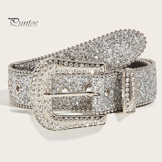 Curea de blugi pentru femei, cu strasuri strălucitoare, cu găuri multiple, cu lungime reglabilă, cu cataramă strălucitoare, curea lată din aliaj