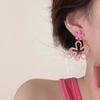 Pendientes Colgantes de Flores Rosas para Mujer Calados Pintura en Spray Doble Capa Pétalo Pendientes Colgantes Lindo Regalo de Joyería para Fiesta de Niñas