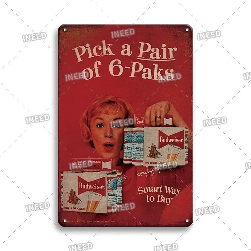 Original Budweiser Bier-Blechschild, lustige Metallplakate, Retro-Wandschild, Vintage-Schild für Bar-Club-Wanddekoration