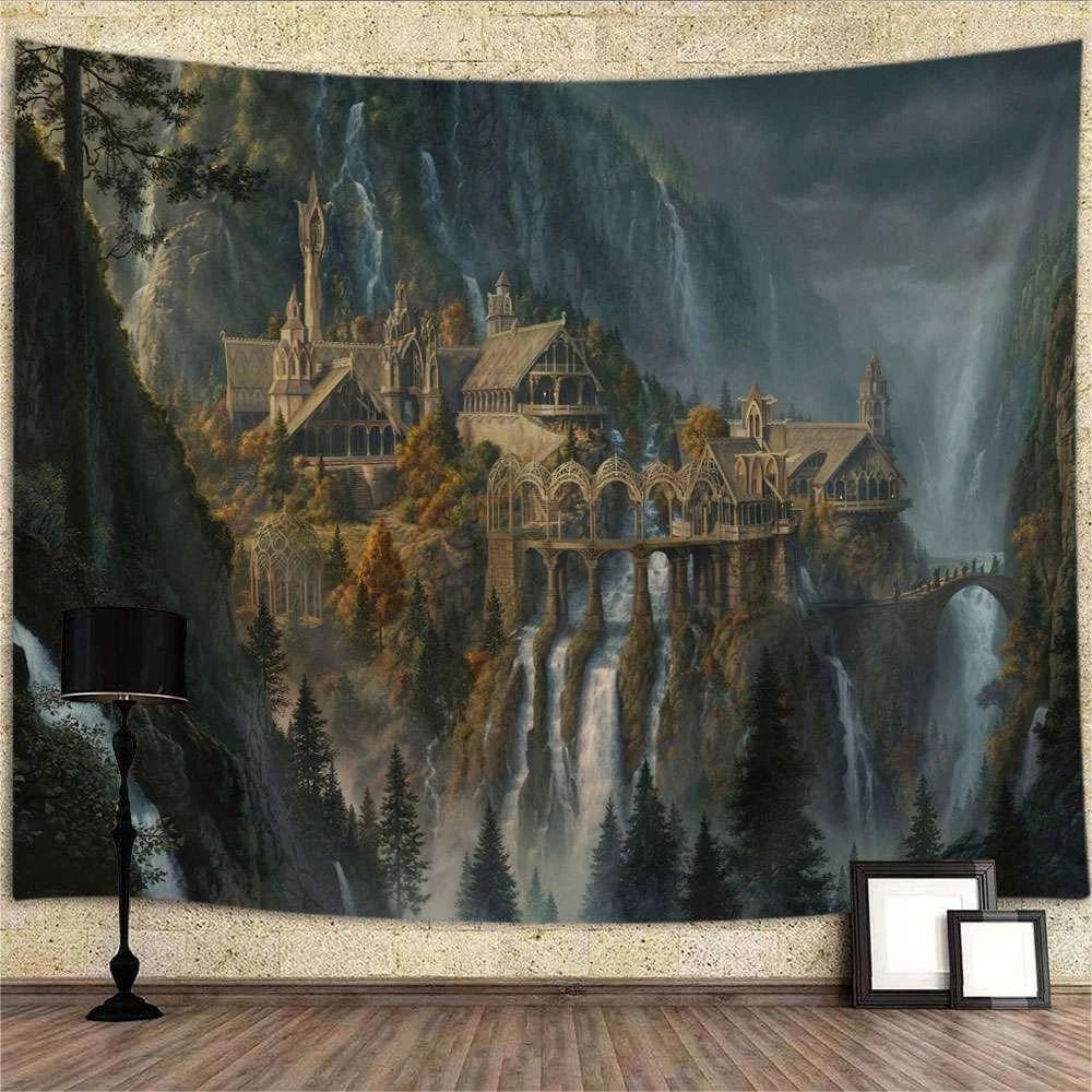Tapestry medieval fantasy castle 75x100