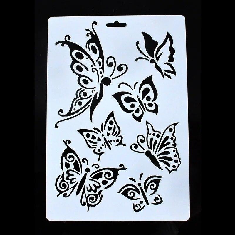 3PCS Butterfly Stencils for Wall Painting DIY Scrapbooking Photo Album Paper Card Making Craft Decorative Embossing Template