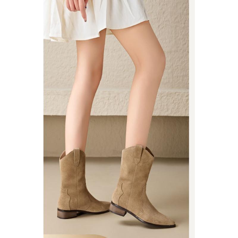 Retro Støvletter Tykke Hæler Slankende Spisse Ankelstøvletter Damesko for Høst og Vinter