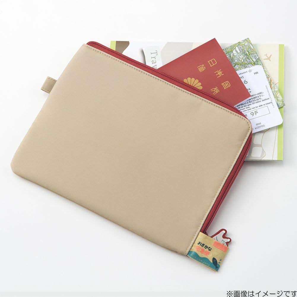 LIHIT LAB Nyan Scene Cat Flat Pouch A5 Charcoal Black A2222-24