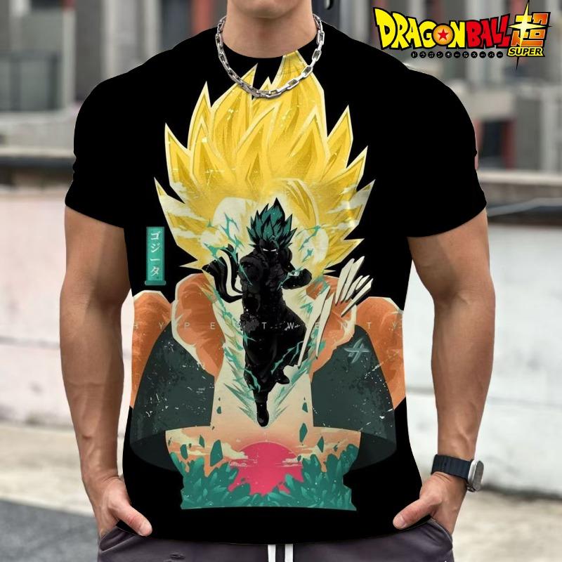 2026 Summer Dragon Ball Retro Fitness T-shirt Men's Oversized 3D Printed Short-sleeved Family