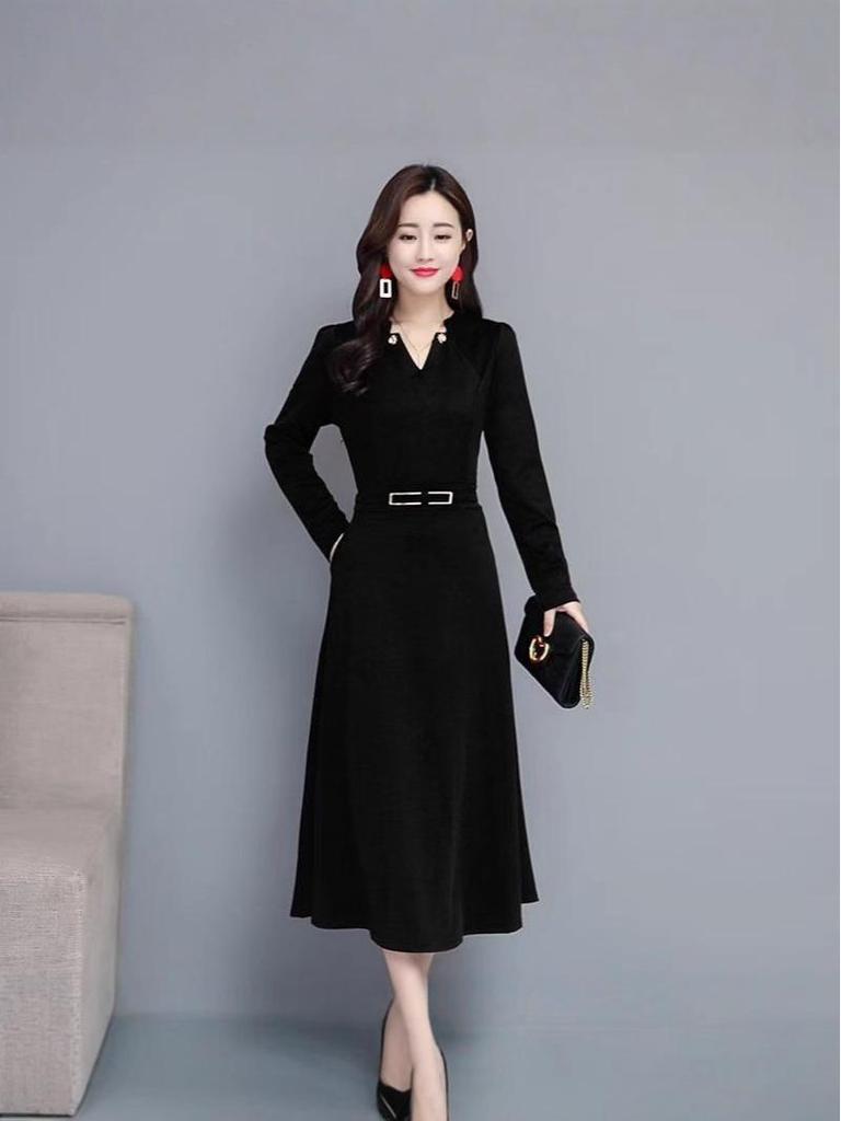 Elegant Women's Spring/Autumn Long Sleeve Wide-Leg Dress