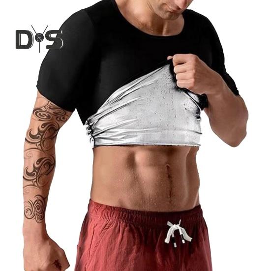Košile do sauny Krátký rukáv Mikina Elastická Kulatý výstřih Spalování kalorií Hubnutí Jednobarevné Muži Tělocvična Cvičení Sportovní Top