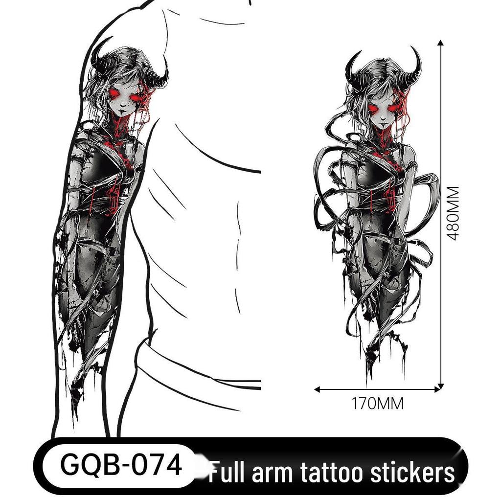 Adesivo Tatuaggio Completo per Braccio Uomo: Design Realistico Impermeabile, Motivo Tigre e Teschio