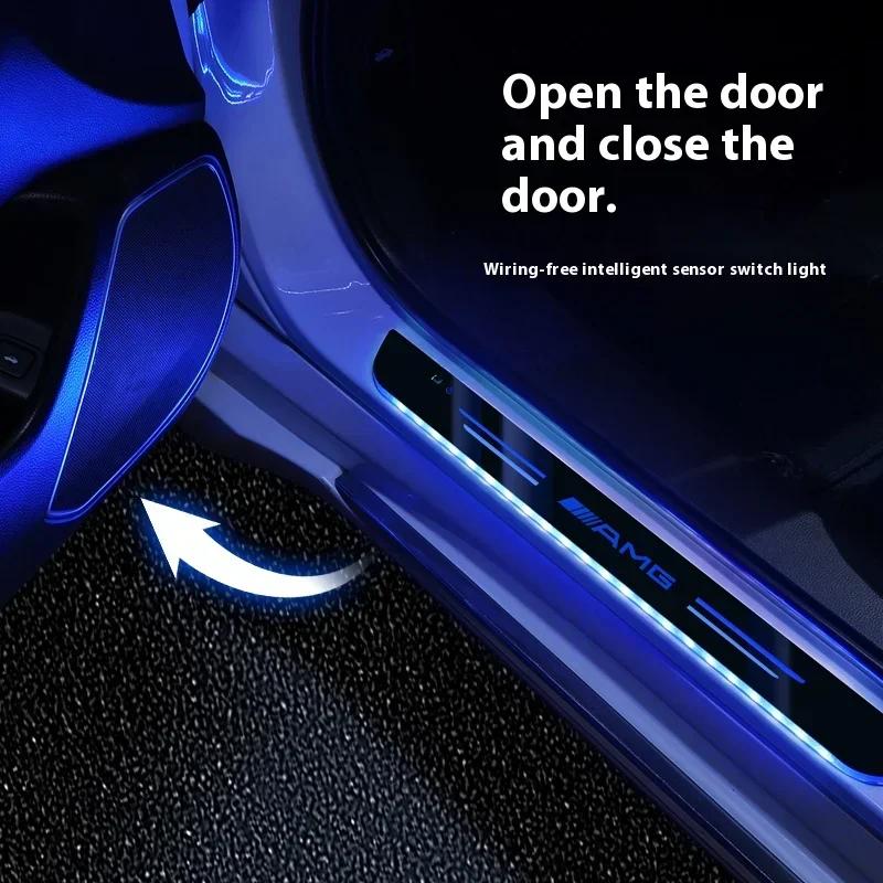 New For Mercedes Benz For Mercedes-Benz AMG A C E V Class Sprinter GLC ML SLK SL Vito GLA GLK CLA Car LED Wireless Welcome Pedal