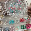 12 Grids Mixed Shape Colorful  Nail Art Decoration Multi Size Flat Back  Nail Gel Diy Nail Accessories