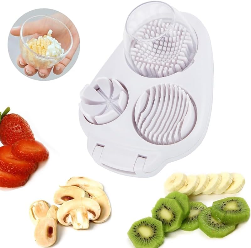 

3-in-1 Stainless Steel Egg Slicer – 3 Slice Modes for Hard Boiled Eggs, Strawberries, Mushrooms & Grapes | White Kitchen Tool белый