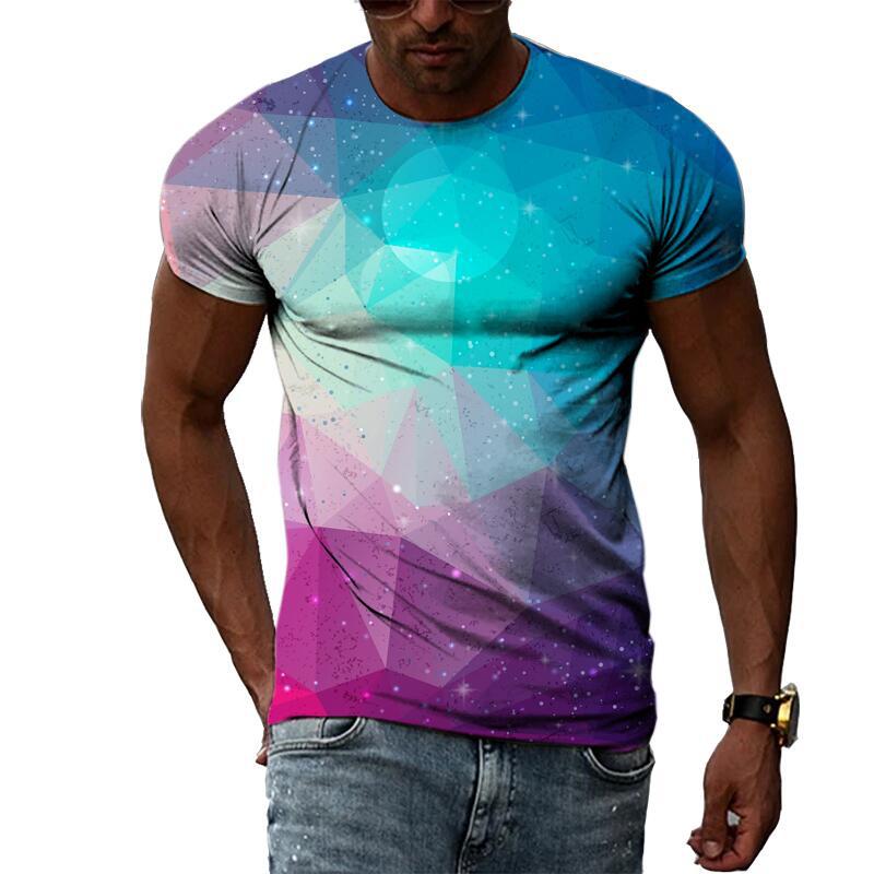 Summer Men's 3D Printed Crew Neck T-Shirt Fashion Versatile Breathable Trend Casual