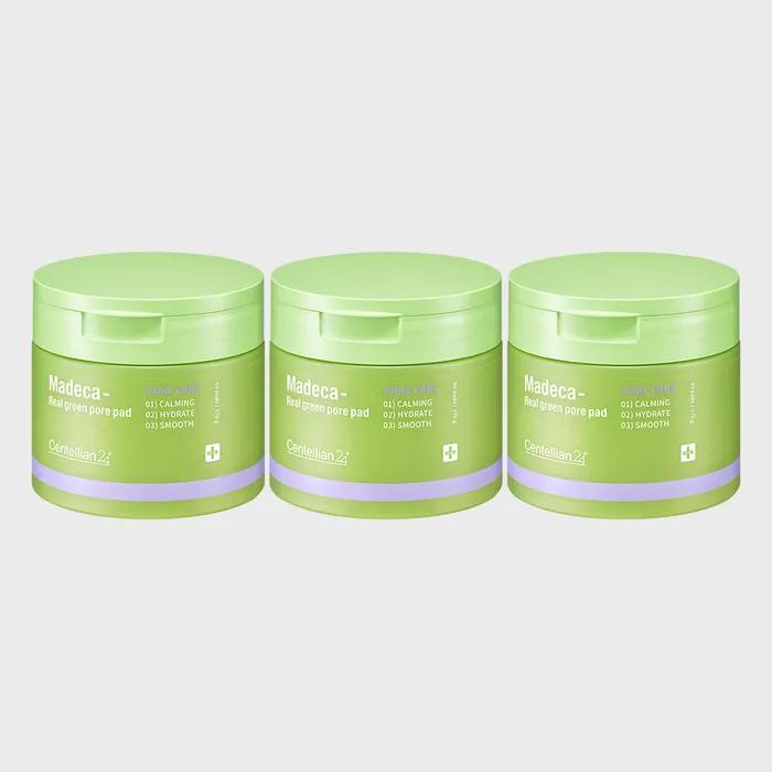 

Centellian24 Madeca Real Green Pore Pad 60 Sheets 3 Packs Centella Asiatica Essence Soothing Cleaning Tightening Brightening