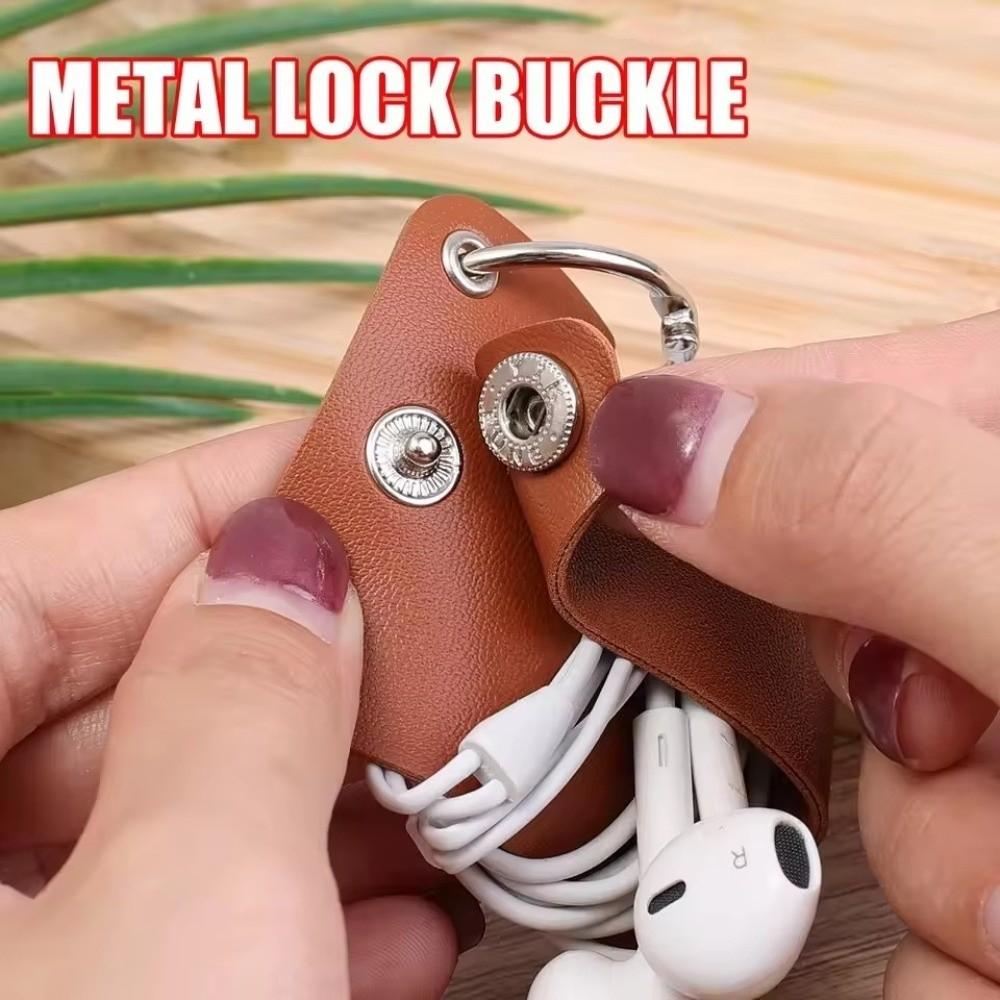 Leather Buckle Leather Cable Clip Cable Strap Earphone Cord Holder Earphone Organization