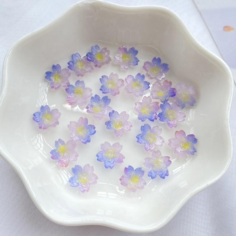 

20Pcs New Cute Resin Mini Transparent Colored Flowers Series Flat Back Parts Embellishments For Hair Bows Accessories