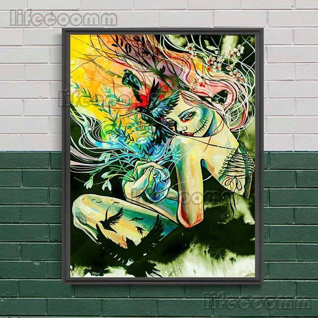 Gotycka Konstelacja Wiedźma Surrealistyczny Wydruk Sztuki Czaszki Dekoracja Ścienna Sztuka Płótno Malowanie Wystrój Domu Straszny De Wicca Plakat Wydruk Bez Ramki