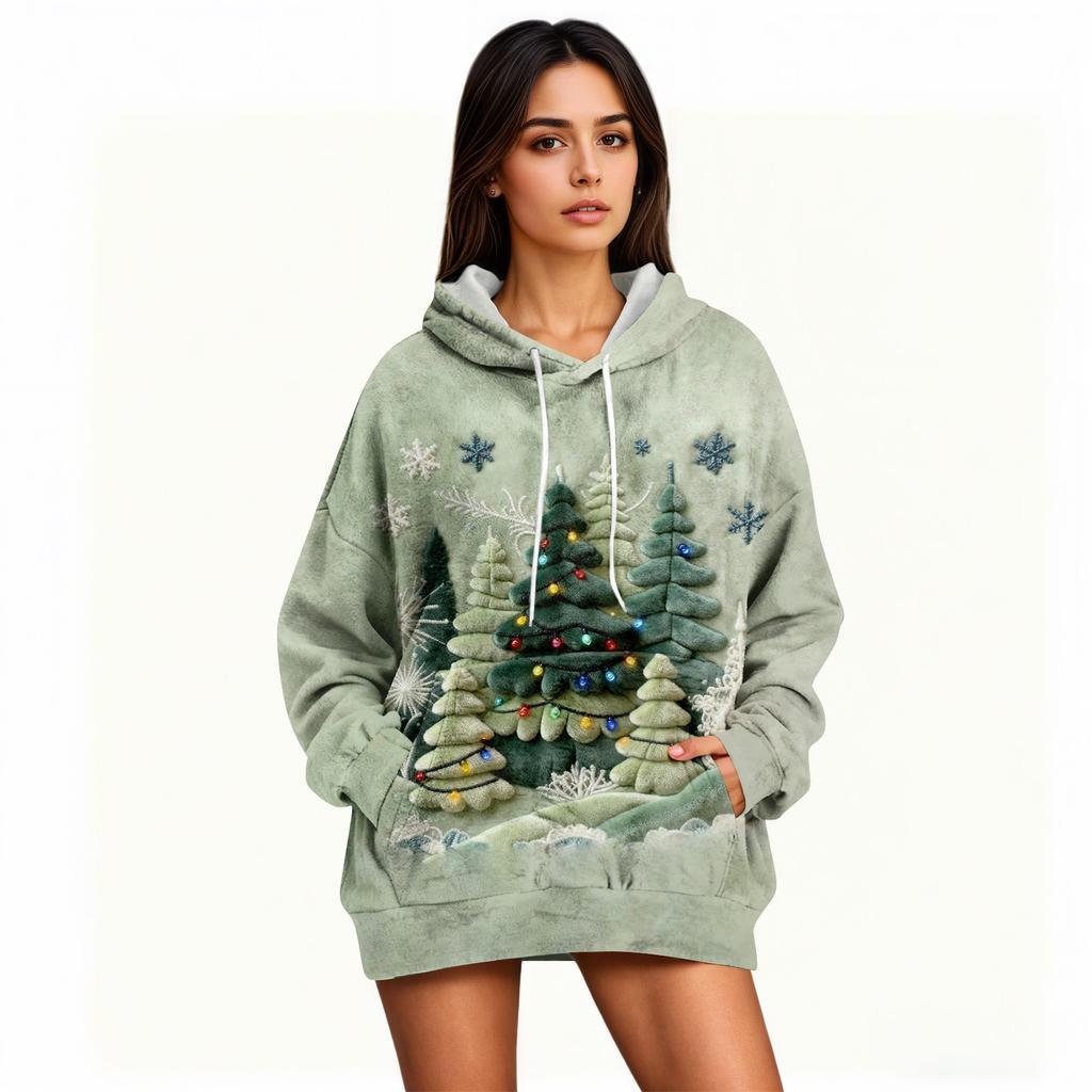 Dámské mikiny Oversized Zimní Plyšové Roztomilé Mikiny Pulovr Trendy Podzimní Zimní Oblečení