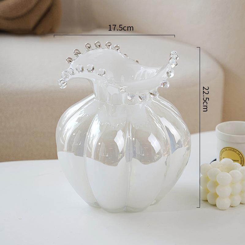 

Pumpkin Flower Bud Shape Glass Vase Plant Pots Table Decoration Flowers Arrangement Decorative Floral Vases Room Aesthetic Decor белый