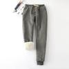 Women's New Winter Solid Color Fleece Large Size Wei Pants Casual Harun Leggings