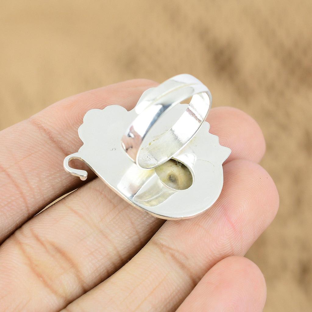 Sterling Silver Shiva Eye Shell Gemstone Flower Promise Daughter Ring Jewelry
