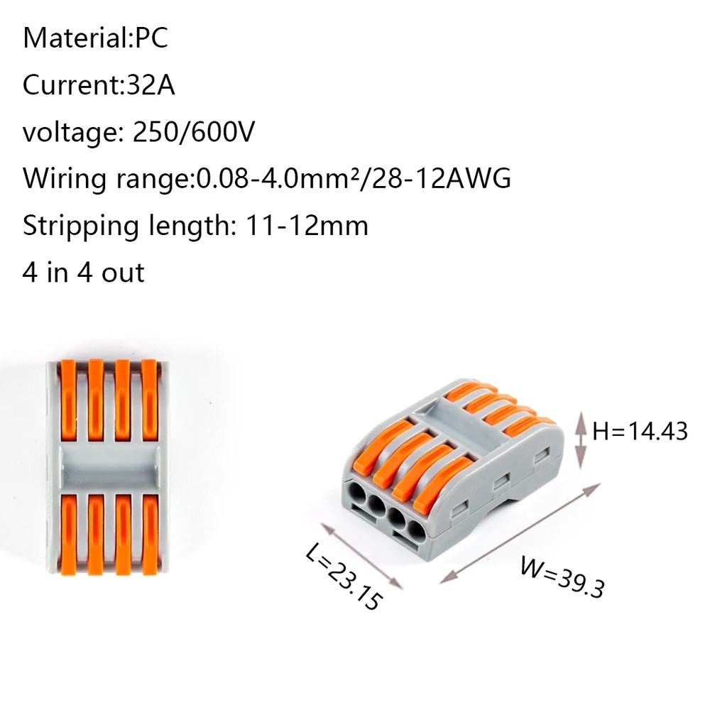 10pcs Mini Mini Quick Wire Connector PCT-221/222/223/224/225 Universal Compact Electric Push-in Connectors Quick Terminal Block