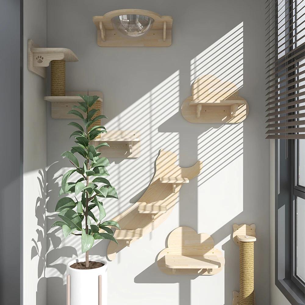Wall Mounted Cat Hammock Sisal Four Steps Cat Stairs Climbing Cat Wall Hanging Cat Climbing Wall Type Assortment Cat Tree