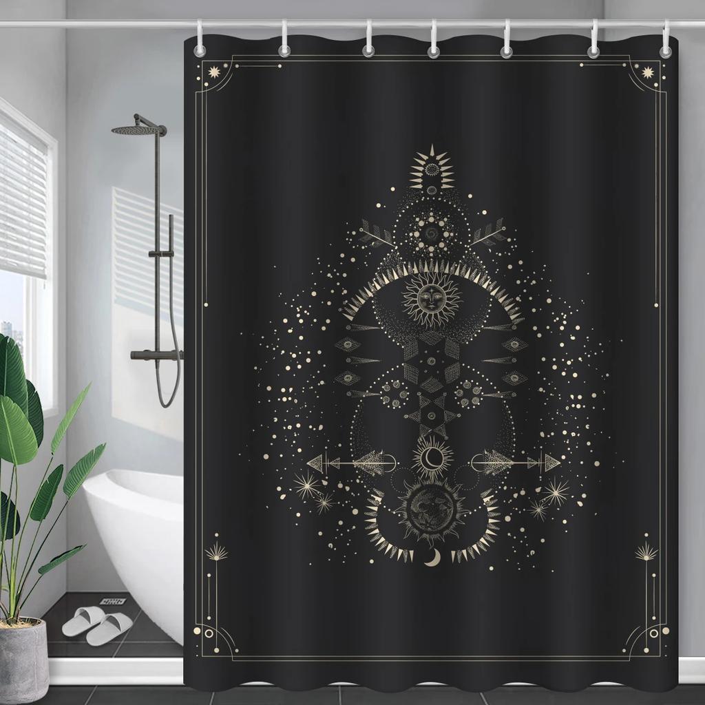 Constellation Fabric Shower Bath Curtain Blush Sun And Moon Phrase Modern Abstract Mysticism Waterproof Bathroom Accessories