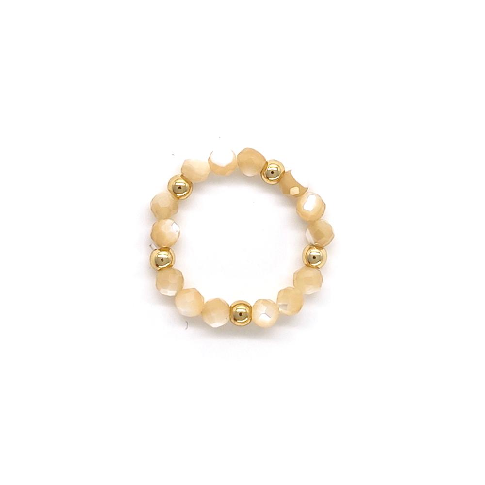 Vlen Boho Stackable Rings for Women Dainty Natural Stone & Gold Beaded Stacking Rings Minimalist Bohemian Jewelry Daily Gifts