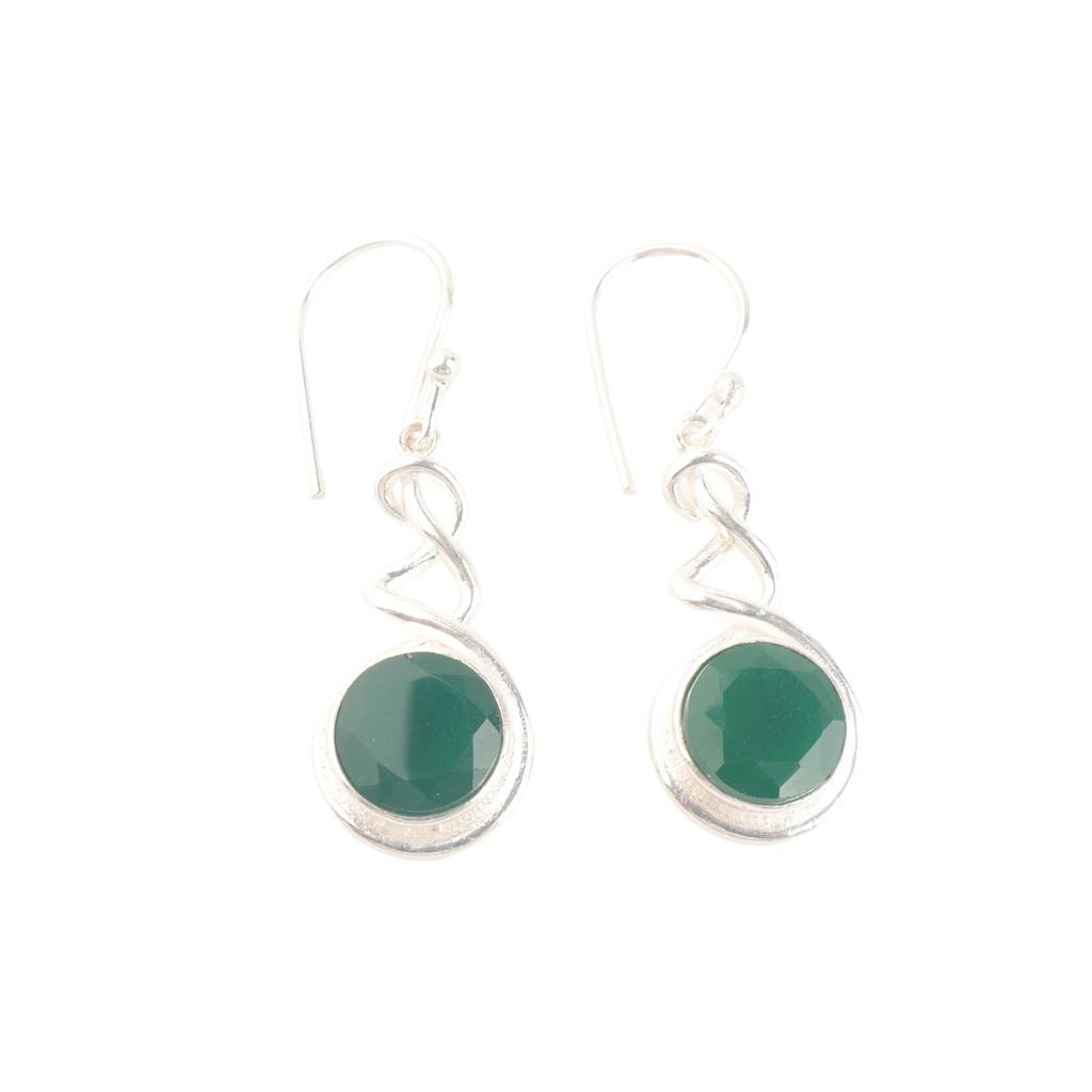 Beautiful Green Onyx 925 Sterling Silver Earrings, Engagement Earrings For Girls CE-14-17