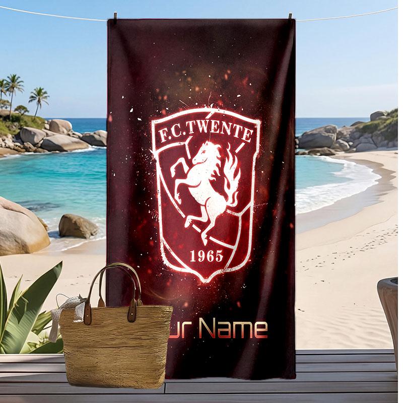 FC Twente Personalisiertes Bedrucktes Strandtuch Fußballlogo Unterstützung Benutzerdefinierter Name Text Absorbierendes Handtuch Für Sport Reisen Besonderes Geschenk