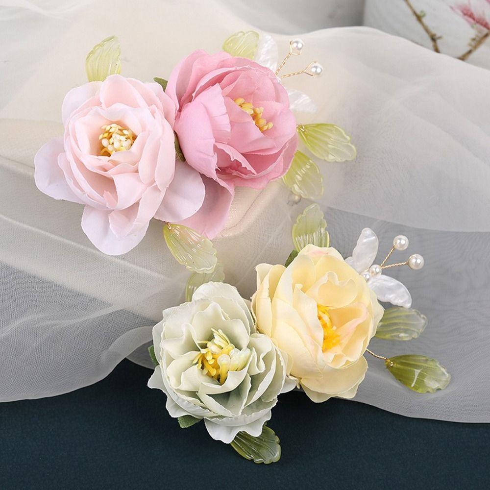 Chinese Style Flower Duckbill Clips Korean Hairpins Women Hair Clips Barrettes Bride Headdress