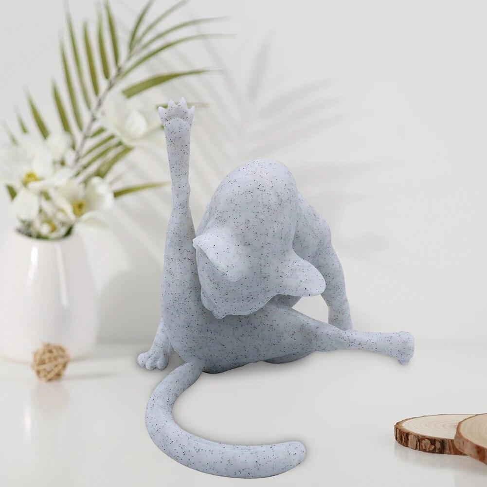 Neuartige Katzenskulptur, dekorative kreative Katzenstatue, exquisite No Shame-Katzendekoration, 12,7 x 10,2 cm, für Wohnzimmer, Schlafzimmer, Dekoration