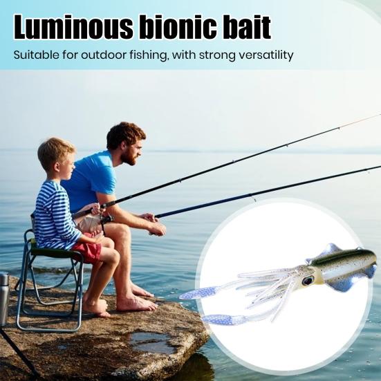 15CM/20G Fishing Soft Squid Lure Glow-in-the-Dark Colorful 3D Eyes Artificial Octopus Bait Sea