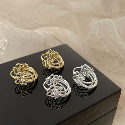 Lace Bow Metal Earrings Women'S Niche Design Personality Unique Fashion Trend Temperament Versatile Earrings