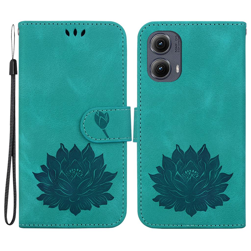 Für Motorola Edge (2024) 5G Brieftasche Handyhülle Lotus Prägung Leder Ständer Abdeckung