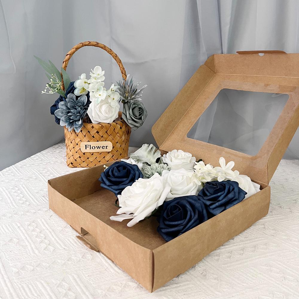 Faux Flowers Combo Artificial Flowers Box Set DIY Bouquets for Wedding Flowers with Leaves and Stems Handmade Floral Arrangements Bridal Home Decor