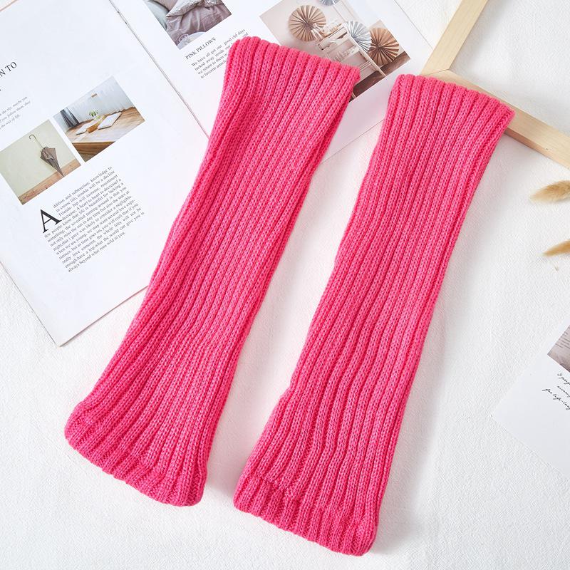 70cm Extra Long Thick Knitted Red Wool Leg Warmers for New Year and Christmas