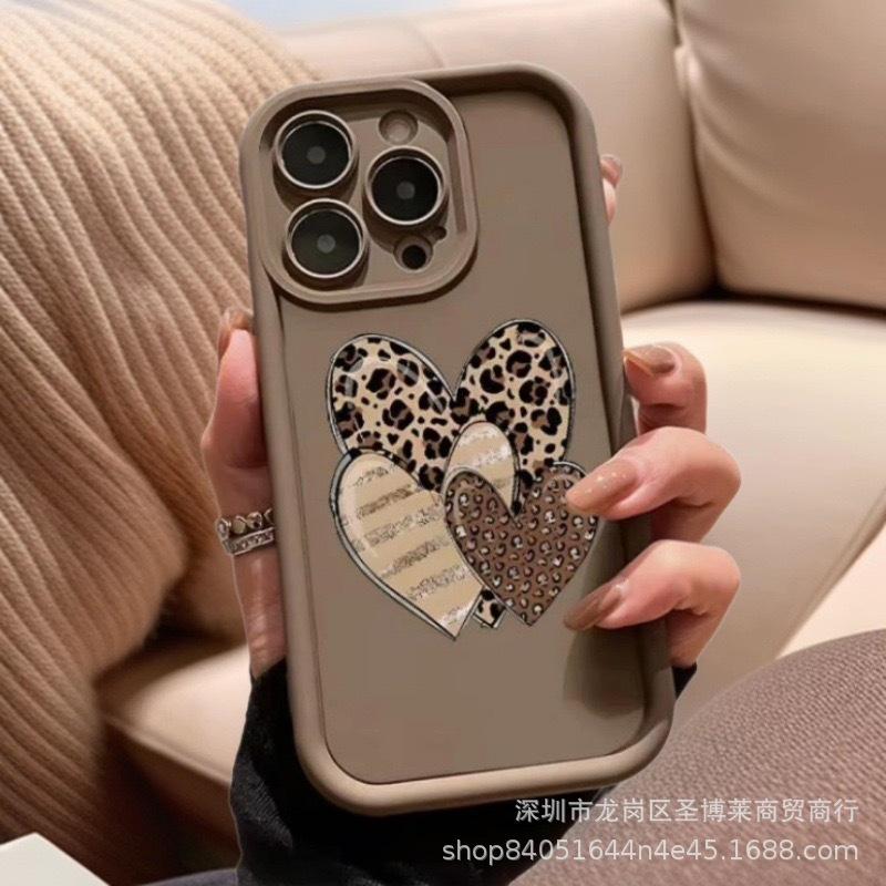 Leopard print love for apple 15 mobile phone case iphone12promax set 14/13/11/XR emery 16