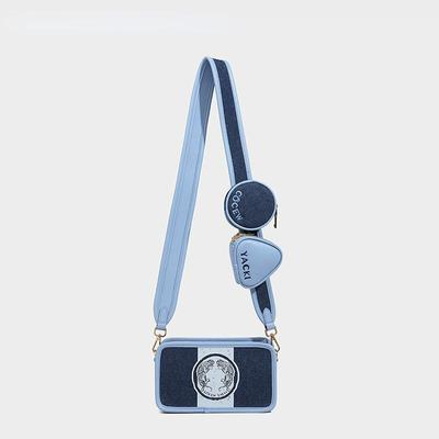 Women's Bag Blue Small Square Bag Camera Bag Shoulder Crossbody Bag Female Mini Coin Bag Cell Phone Bag