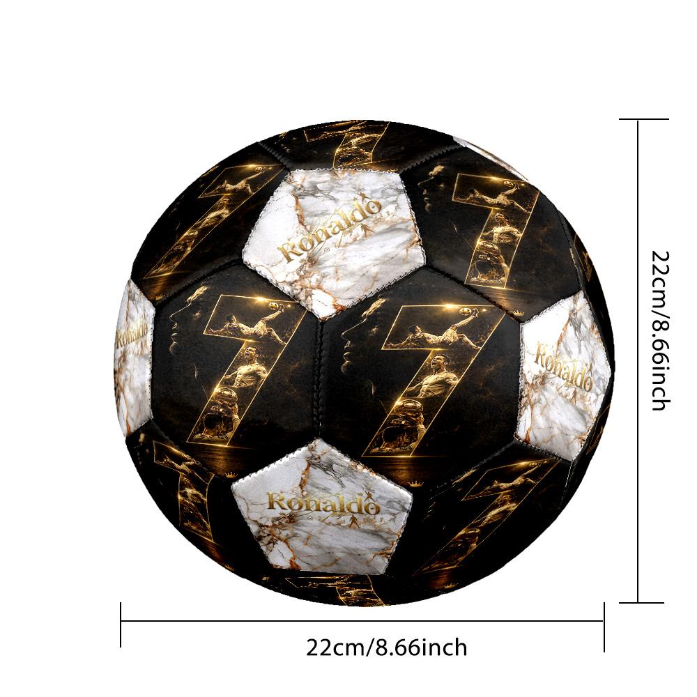 Ronaldo's Golden Number Seven Size 5 Football Machine Sewn Indoor/Outdoor Universal Football Unique Gift for Soccer Lovers Birthday/Christmas Wedding 