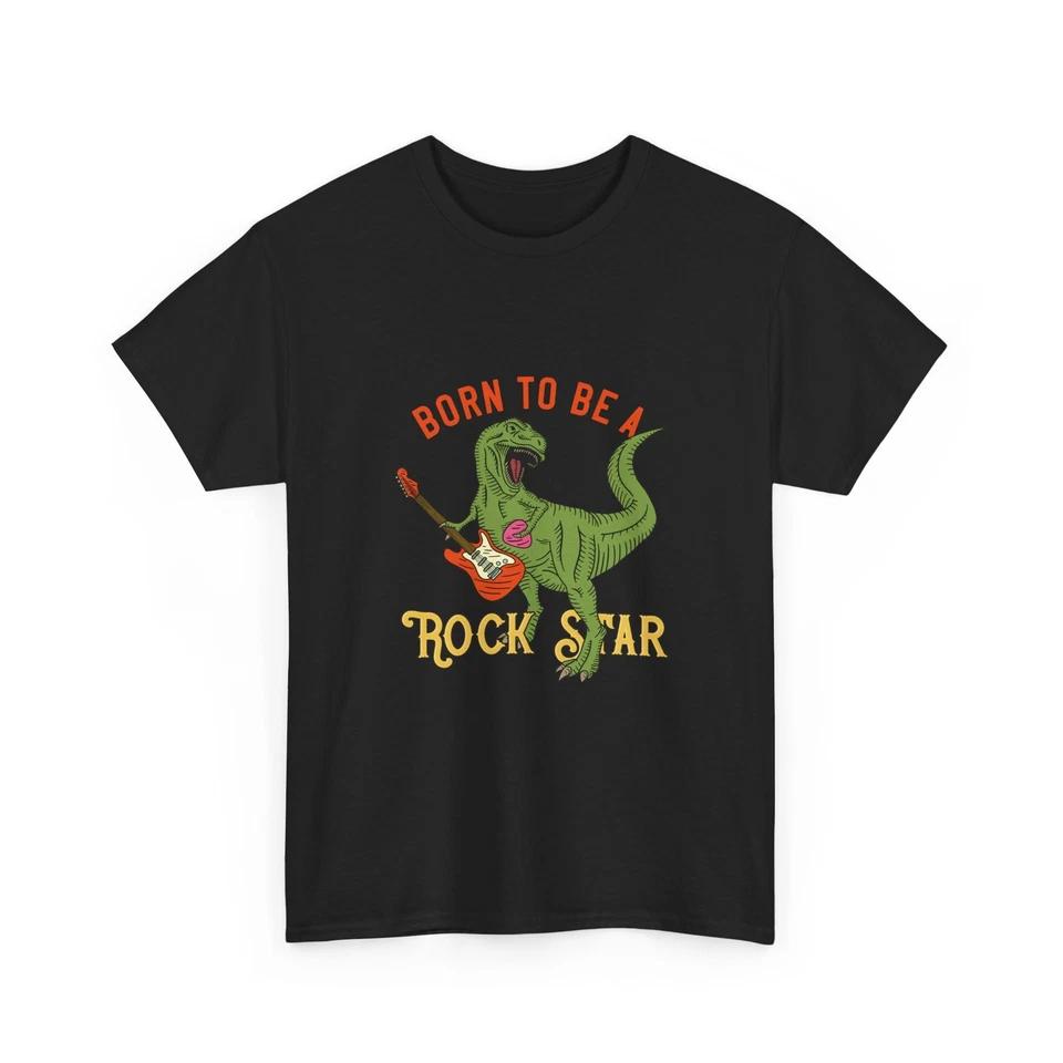 Born to Be Rock Star T-Shirt | Dinosaur Guitar Funny Tee, Cool Shirt, Cotton S