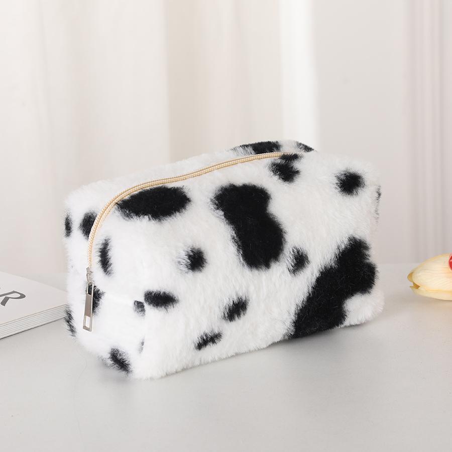 Solid Plush Makeup Bag Soft Smooth Makeup Brush Storage Bag Macaron Beauty Bag