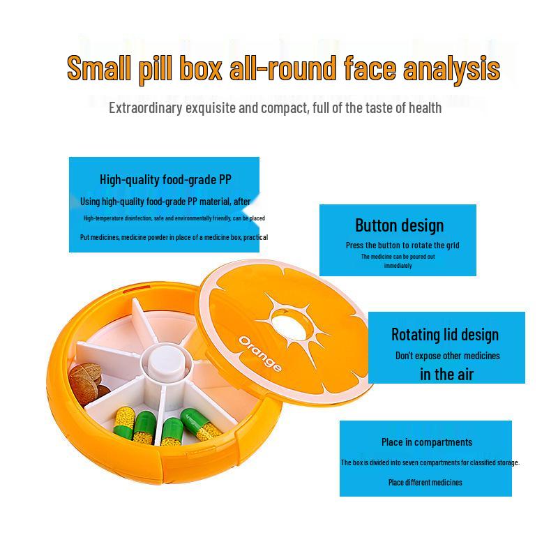 Compact Seven-Day Pill Organizer: Portable, Sealed, Large-Capacity Storage for Medications