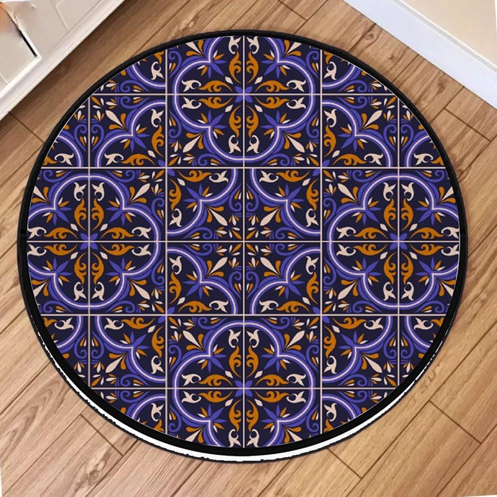 Bohemia Printing Round Carpet Circle Floor Washable Mat for Living Room Bedroom Bathroom Children Crawling Rugs Home Decoration