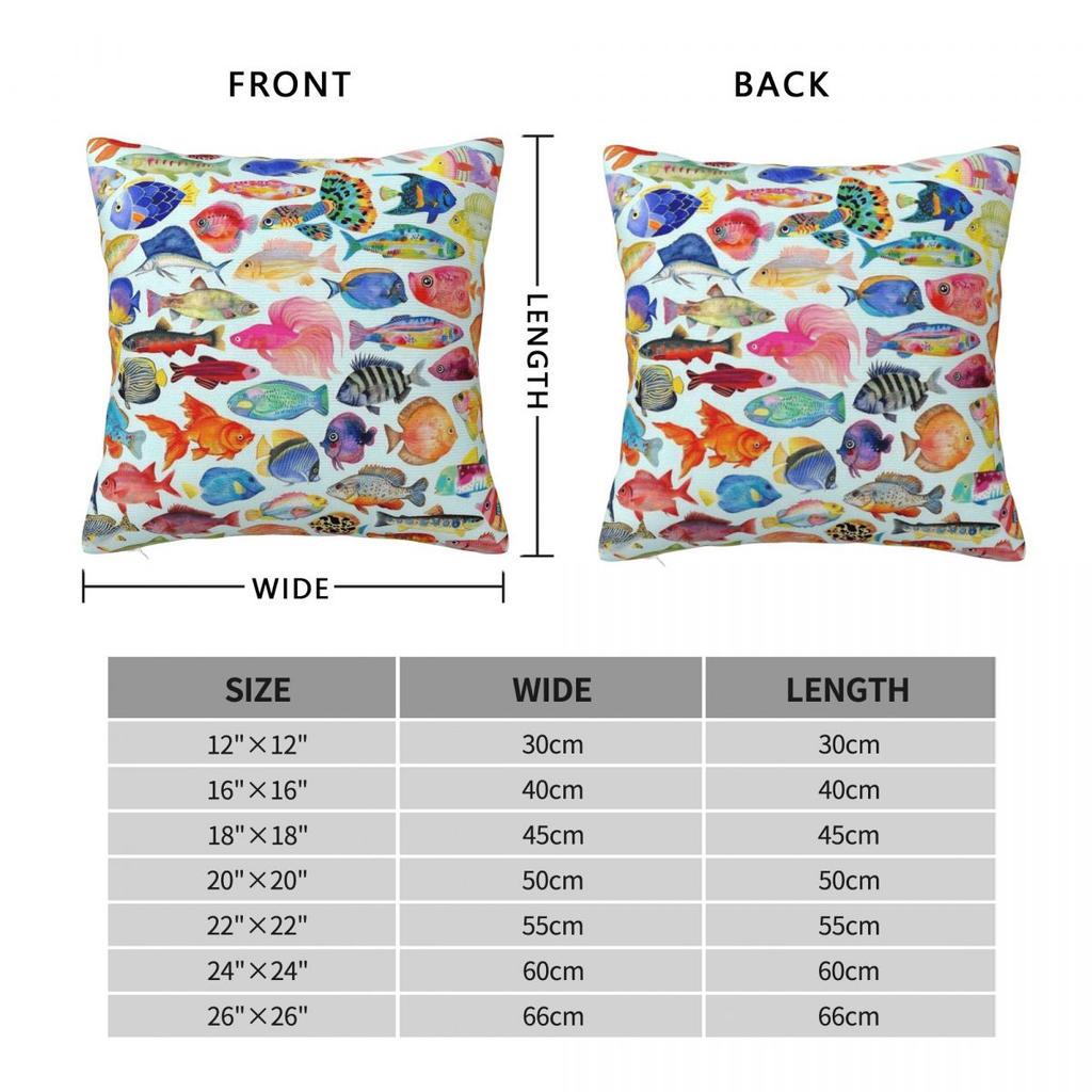 Vintage Fish Trout Pillow Cover Cartoon Fishes Kawaii Pillow Case Soft Cushion Cover Pillowcases For Sofa Bedroom Home Decor