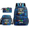 New rhythm box game merchandise primary school bag sprunki cartoon starry sky backpack 3-piece set D