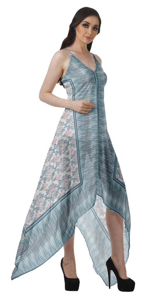Moomaya Handkerchief Dress Women Printed Halter Summer Dresses Women