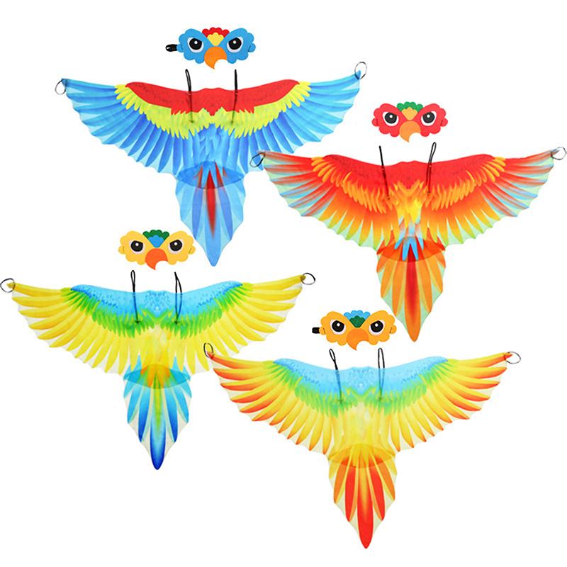 Bird-Costume-Parrot-Wings For Kids With Bird Headbands Boys Girls Eagle Dress-Up Cape Halloween Party Favors Gifts